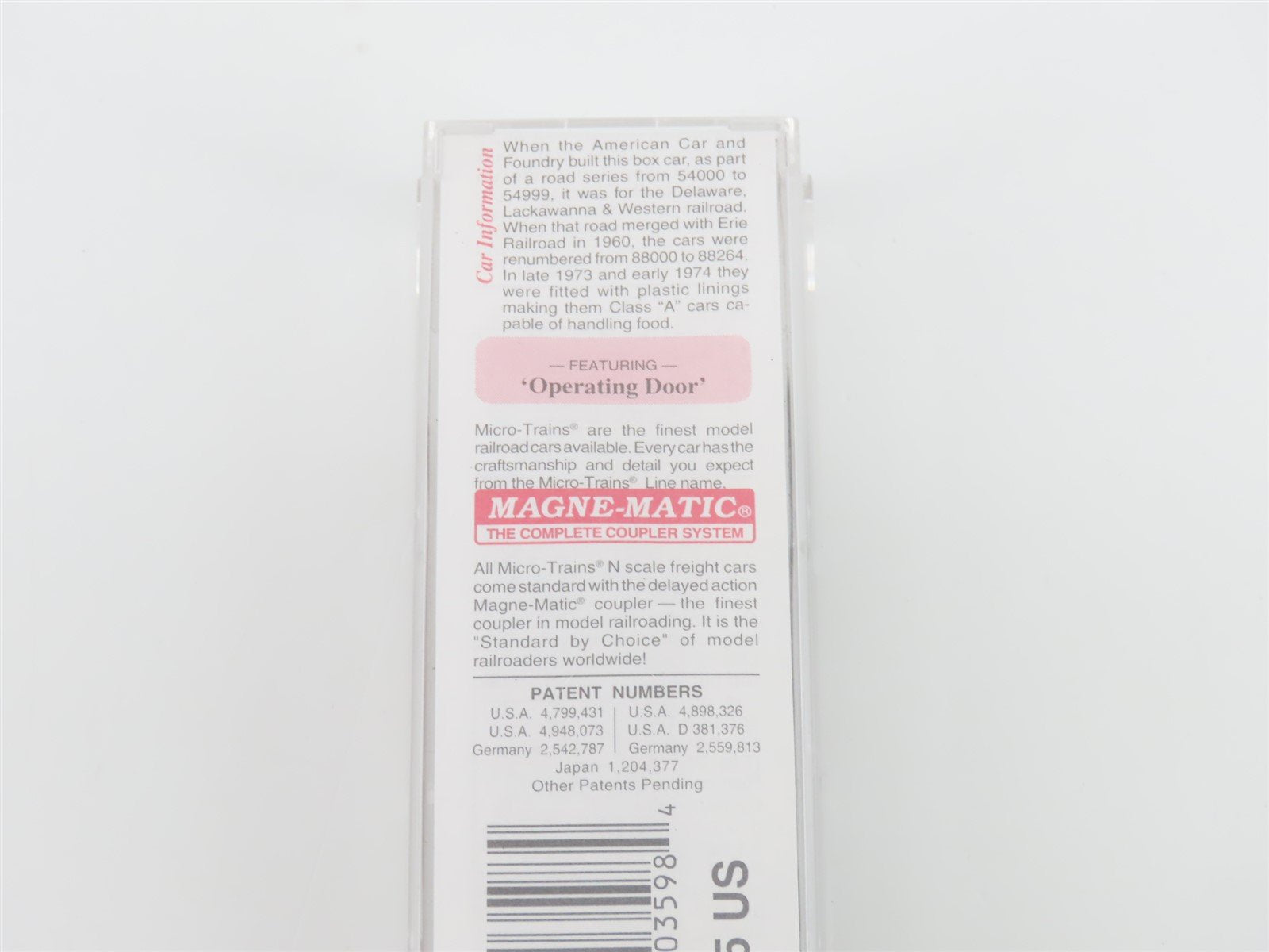 N Scale Micro-Trains MTL 73030 EL Erie Lackawanna 40' Single Door Box Car #88033