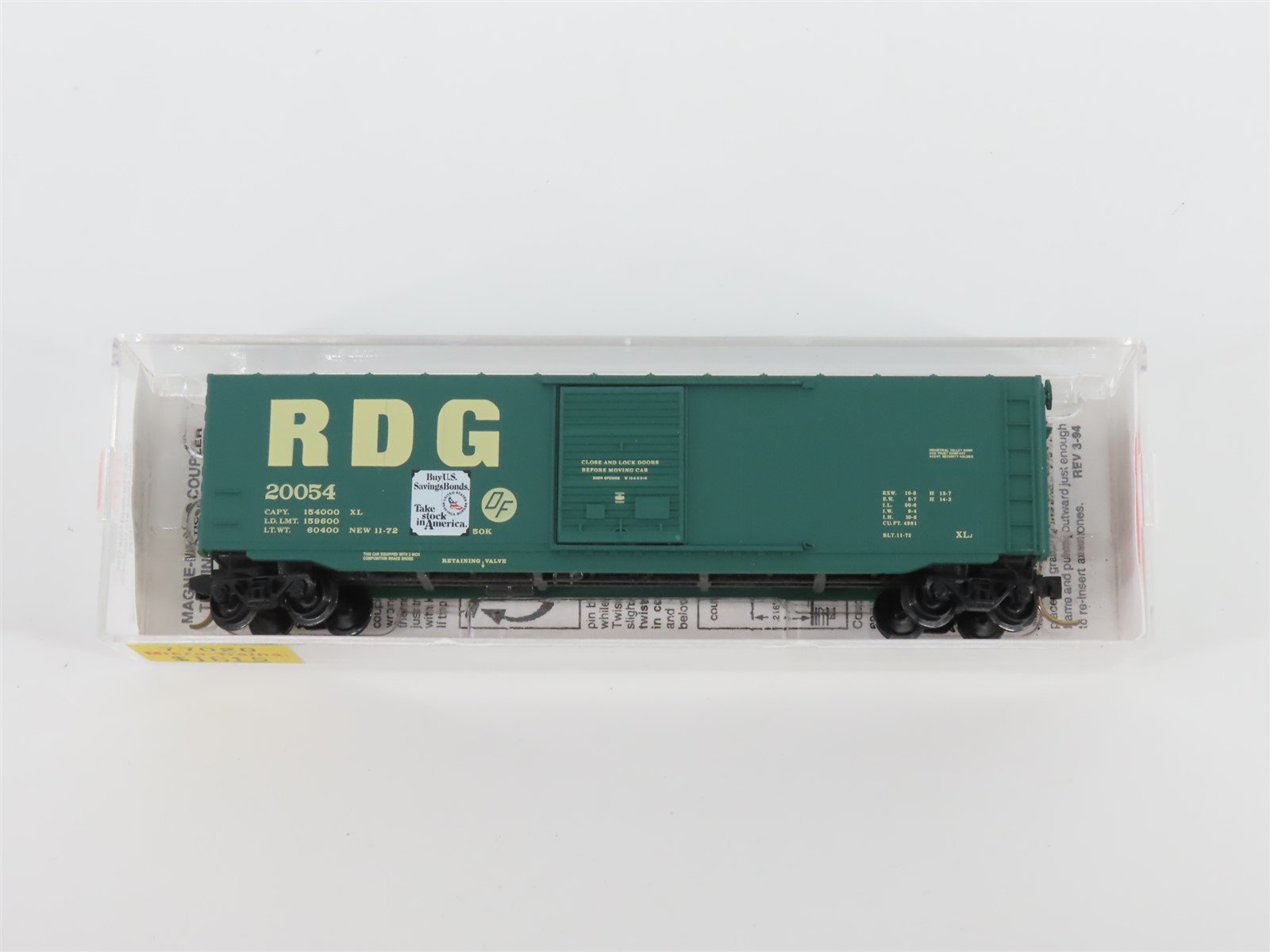 N Scale Micro-Trains MTL 77020 RDG Reading 50' Single Door Box Car #20054