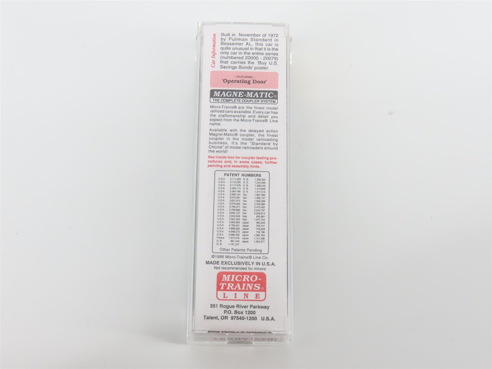 N Scale Micro-Trains MTL 77020 RDG Reading 50' Single Door Box Car #20054