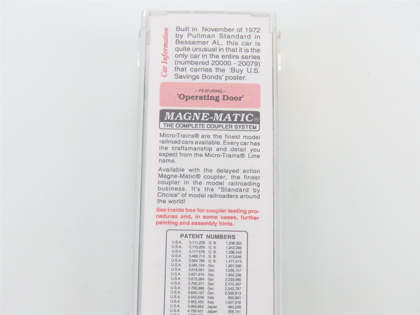 N Scale Micro-Trains MTL 77020 RDG Reading 50' Single Door Box Car #20054