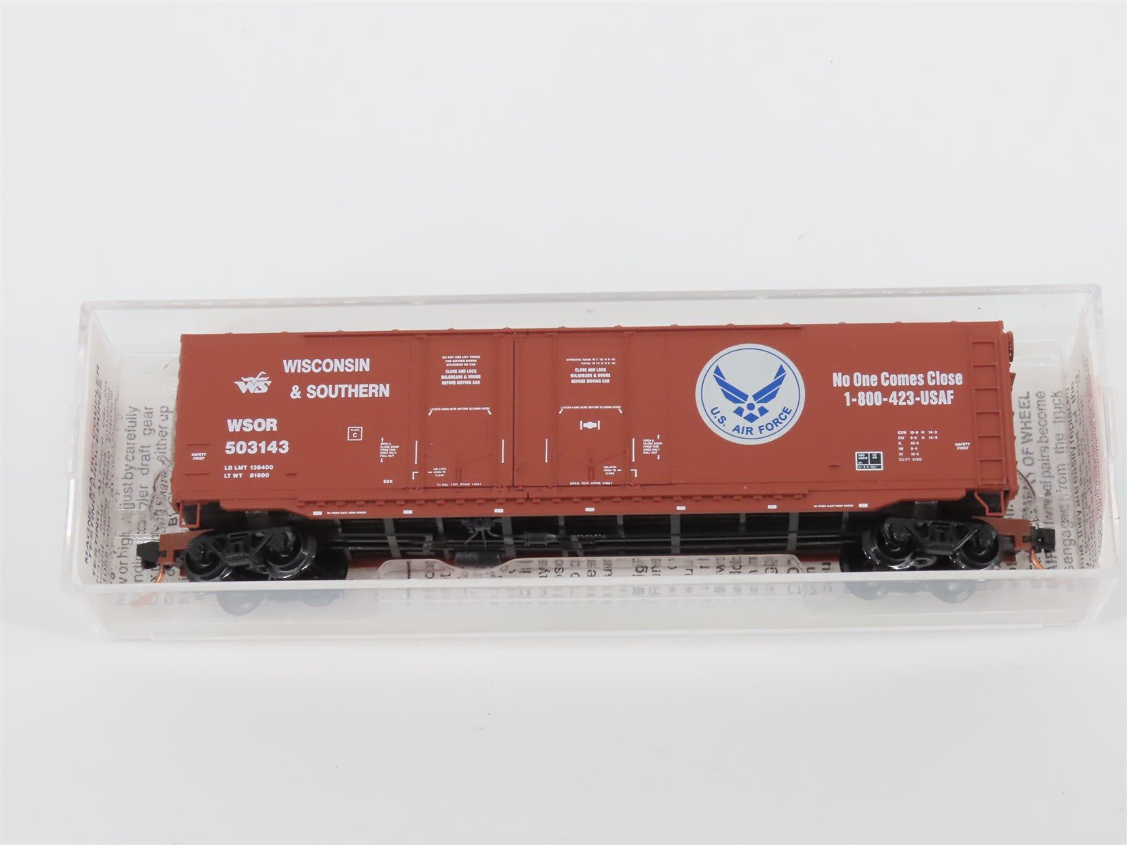 N Scale Micro-Trains MTL 75090 WSOR US Air Force 50' Double Door Box Car #503143