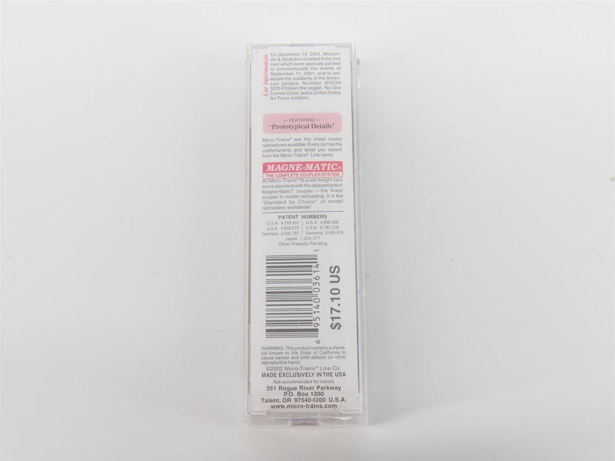 N Scale Micro-Trains MTL 75090 WSOR US Air Force 50&#39; Double Door Box Car #503143