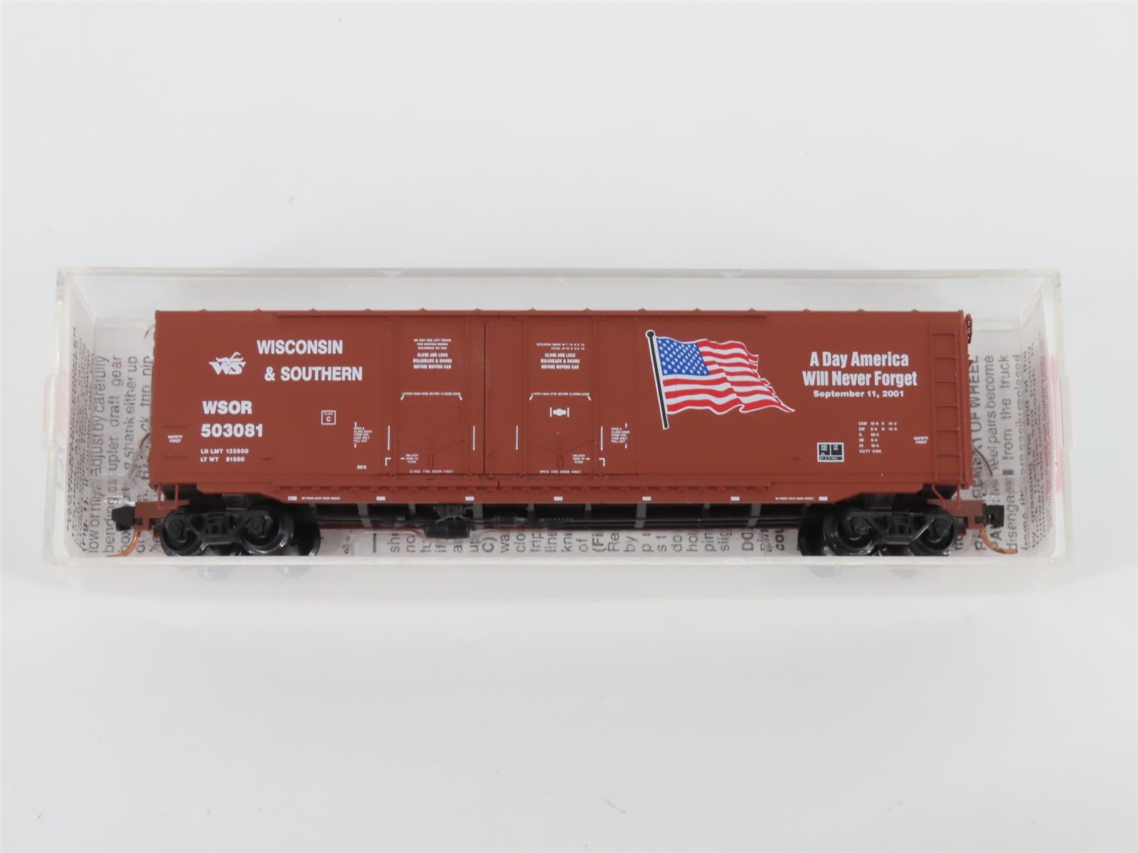 N Micro-Trains MTL 75080 WSOR Wisconsin & Southern 9/11 Double Door Boxcar