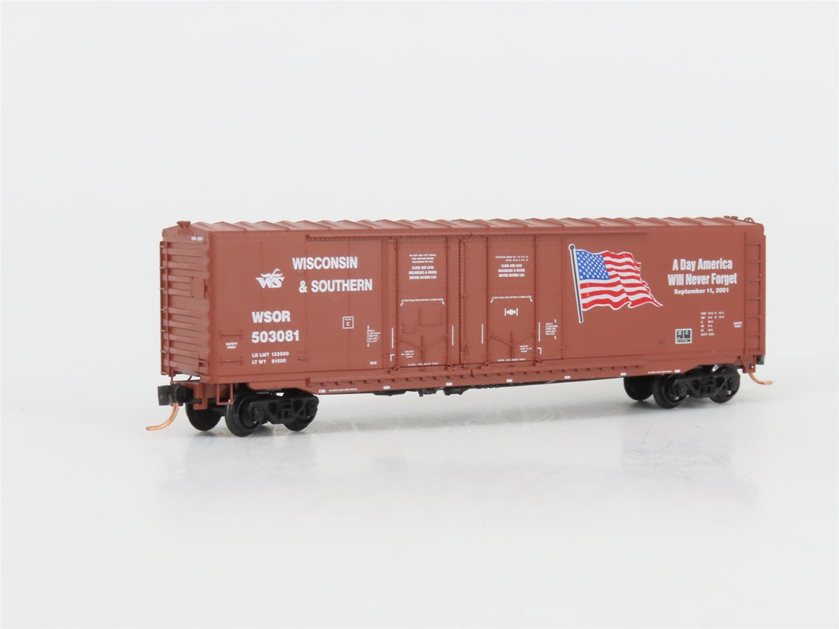 N Micro-Trains MTL 75080 WSOR Wisconsin &amp; Southern 9/11 Double Door Boxcar