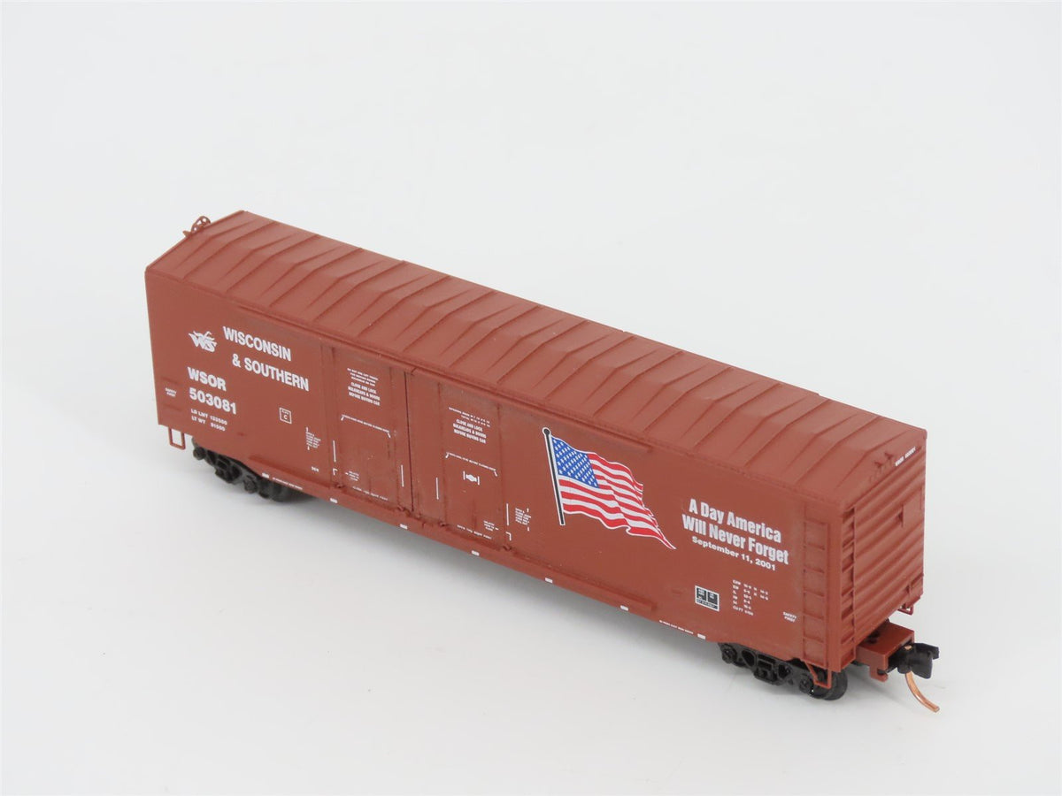 N Micro-Trains MTL 75080 WSOR Wisconsin &amp; Southern 9/11 Double Door Boxcar