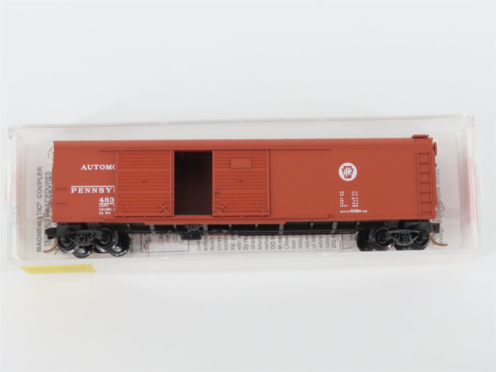N Micro-Trains MTL 79010 PRR Pennsylvania 50' Wagon Top Double Door Boxcar 48302