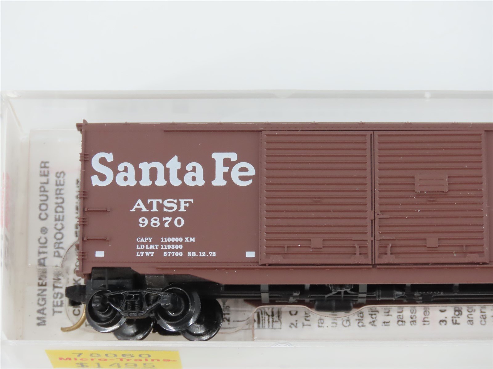 N Scale Micro-Trains MTL 78060 ATSF Santa Fe 50' Double Door Auto Box Car #9870