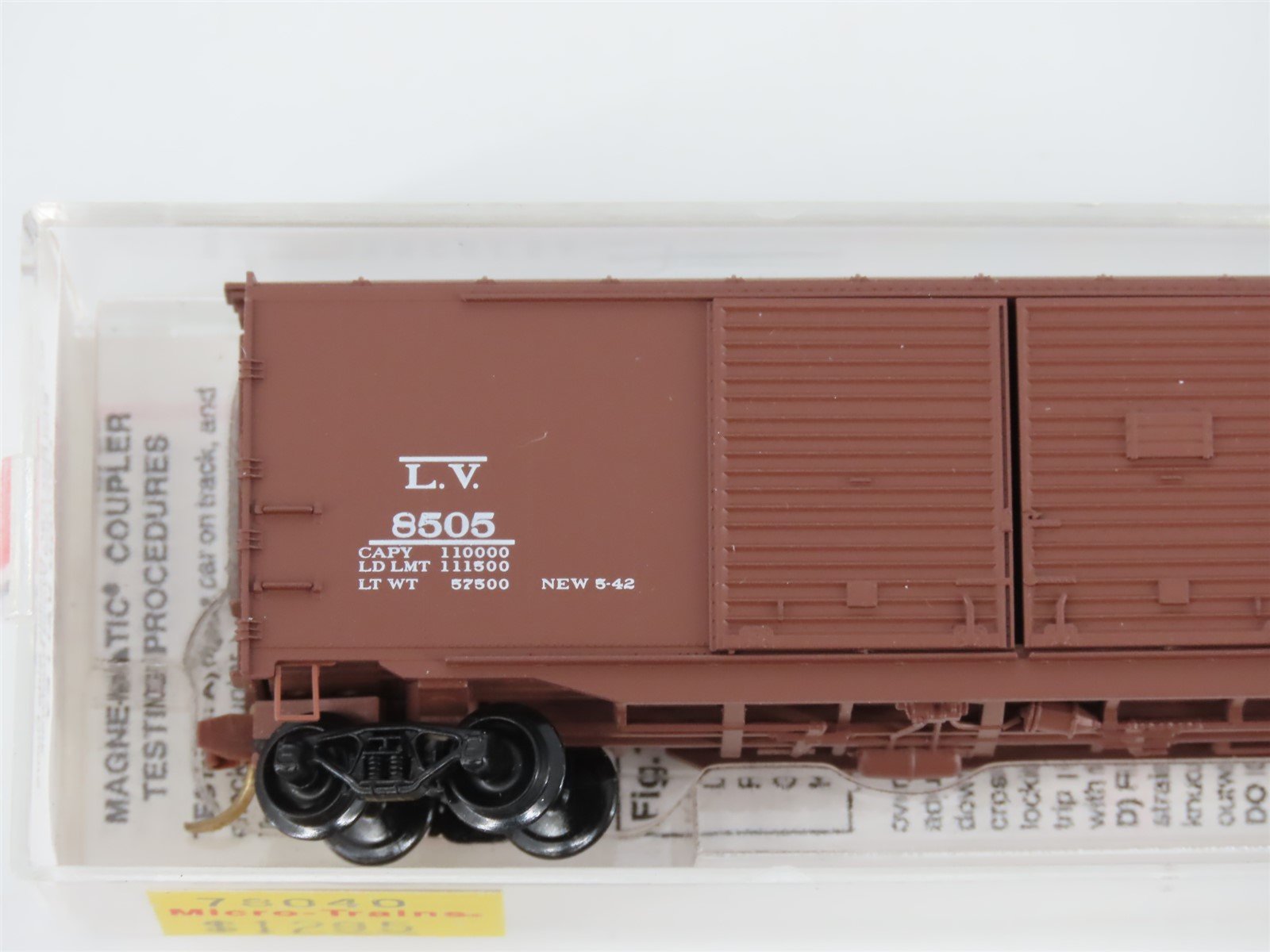 N Micro-Trains MTL 78040 LV Lehigh Valley 50' Double Door Auto Box Car #8505