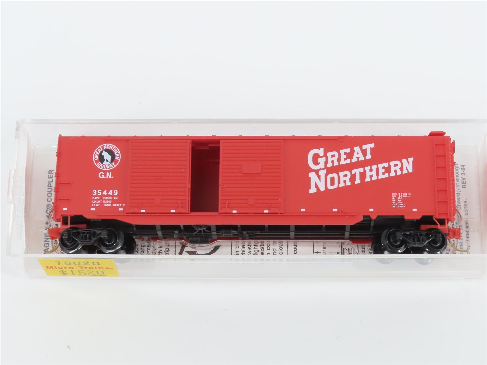 N Micro-Trains MTL 78020 GN Great Northern 50' Double Door Auto Box Car #35449