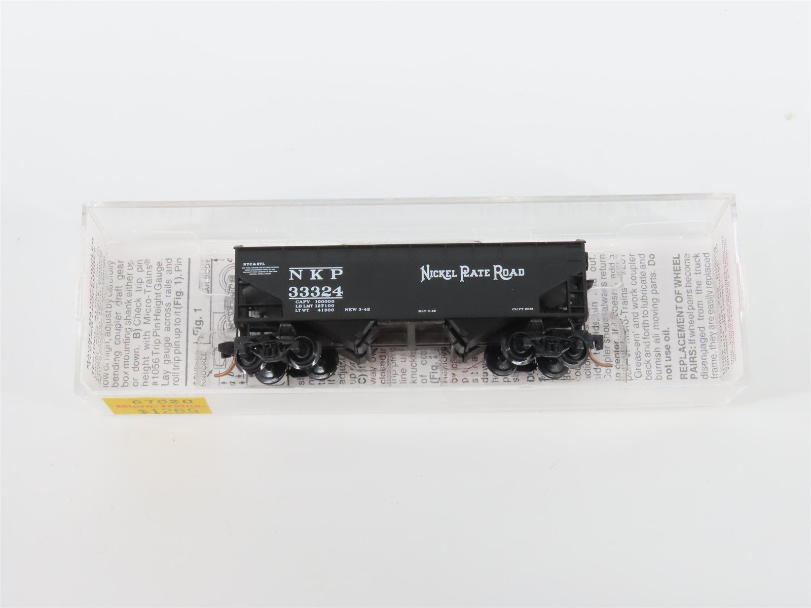 N Scale Micro-Trains MTL 87020 NKP Nickel Plate Road 2-Bay Hopper #33324