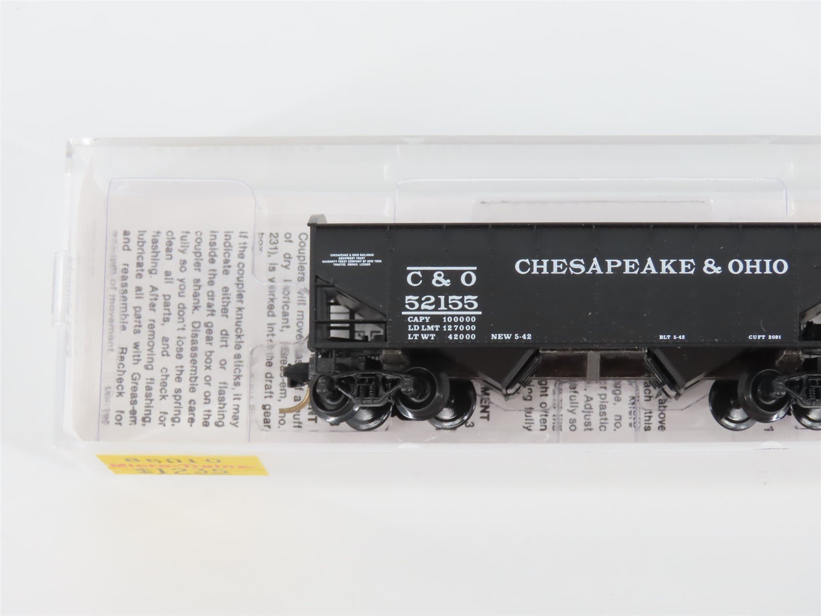 N Scale Micro-Trains MTL 86010 C&O Chesapeake & Ohio 33' 2-Bay Hopper #52155