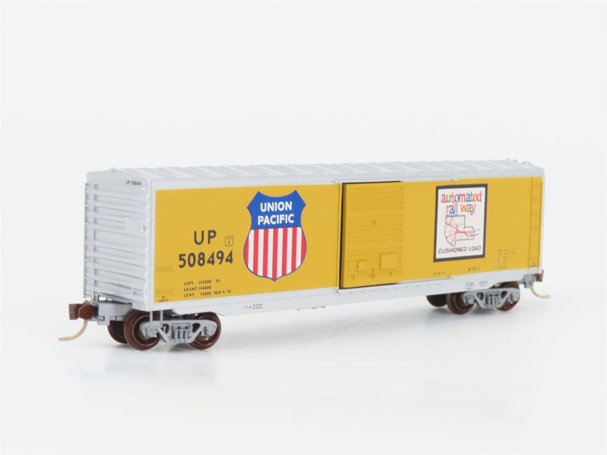 N Micro-Trains MTL 77090 UP Union Pacific&quot;Automated Rail Way&quot; 50 Box Car #508494