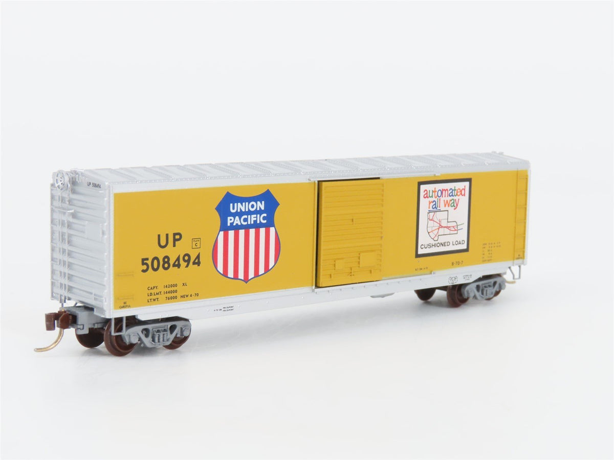 N Micro-Trains MTL 77090 UP Union Pacific&quot;Automated Rail Way&quot; 50 Box Car #508494