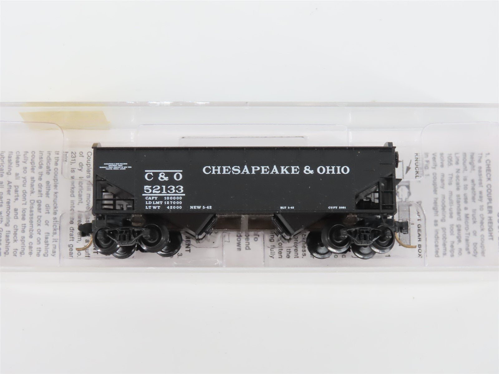 N Scale Micro-Trains MTL 86010 C&O Chesapeake & Ohio 33' 2 Bay Hopper #52133