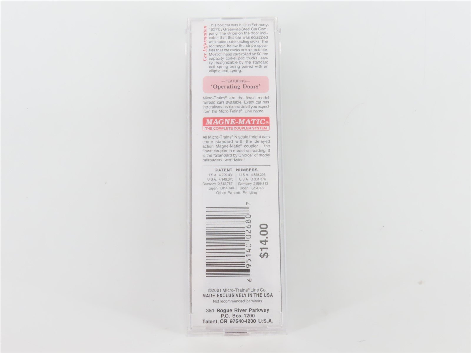 N Micro-Trains MTL 79050 VGN Virginian 50' Wagon Top Double Door Box Car #62000