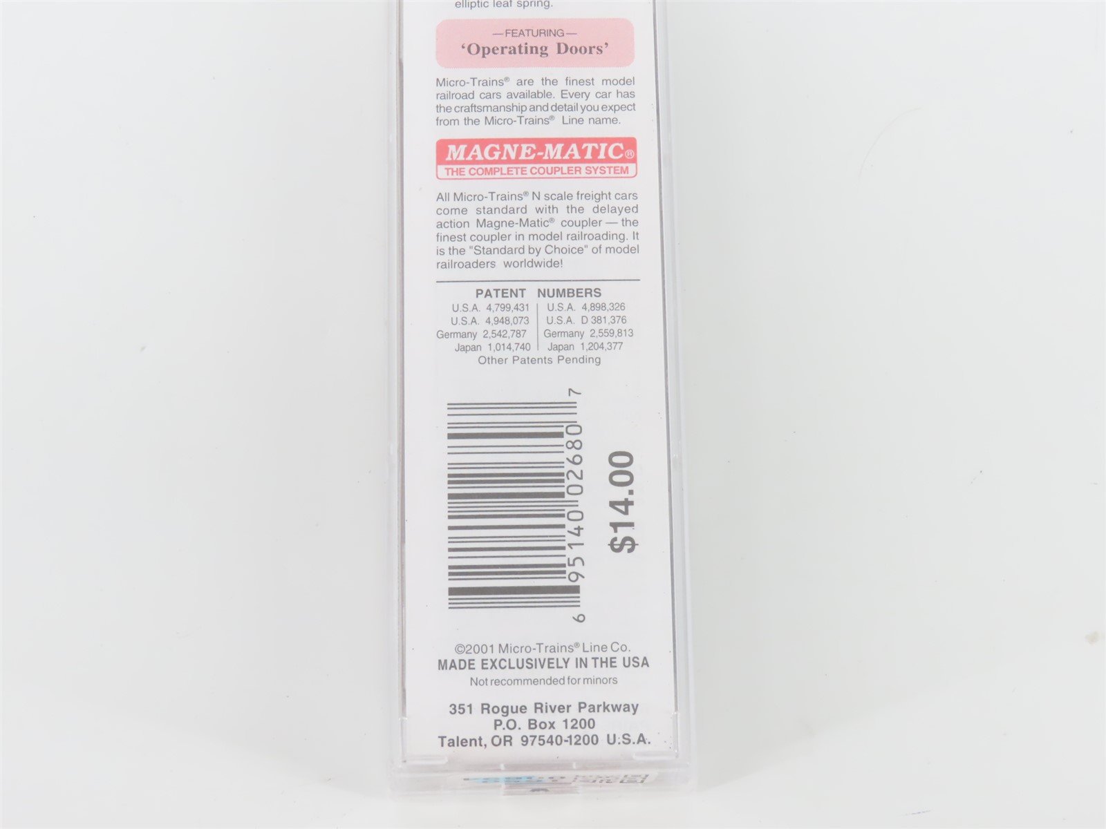 N Micro-Trains MTL 79050 VGN Virginian 50' Wagon Top Double Door Box Car #62000