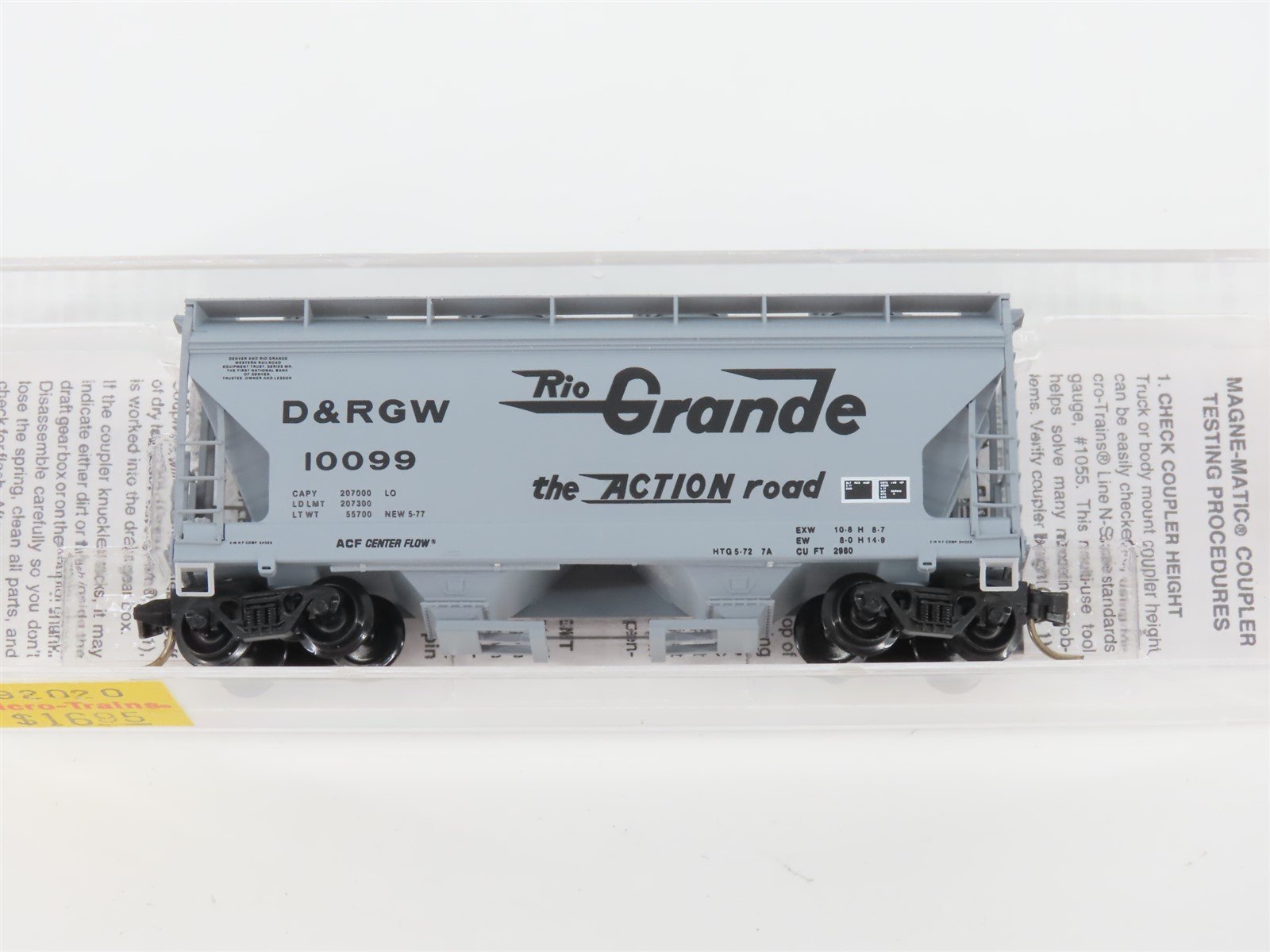 N Micro-Trains MTL 92020 D&RGW Rio Grande 2 Bay ACF Covered Hopper #10099