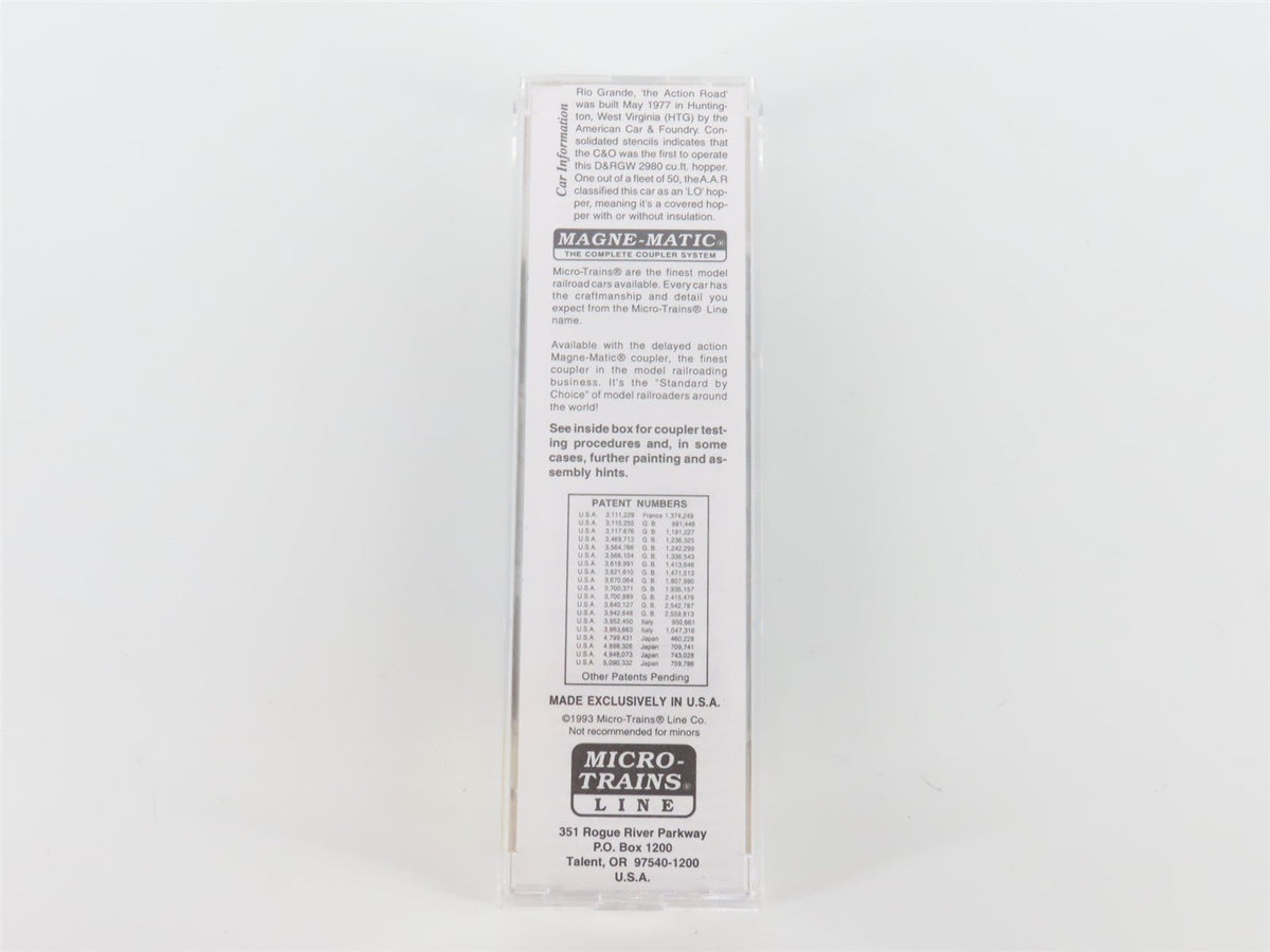 N Micro-Trains MTL 92020 D&amp;RGW Rio Grande 2 Bay ACF Covered Hopper #10099