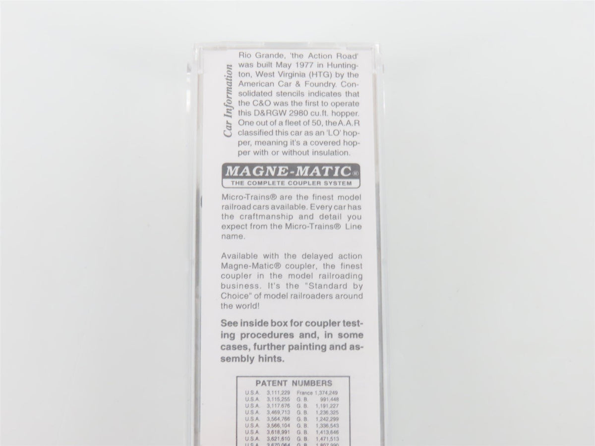 N Micro-Trains MTL 92020 D&amp;RGW Rio Grande 2 Bay ACF Covered Hopper #10099