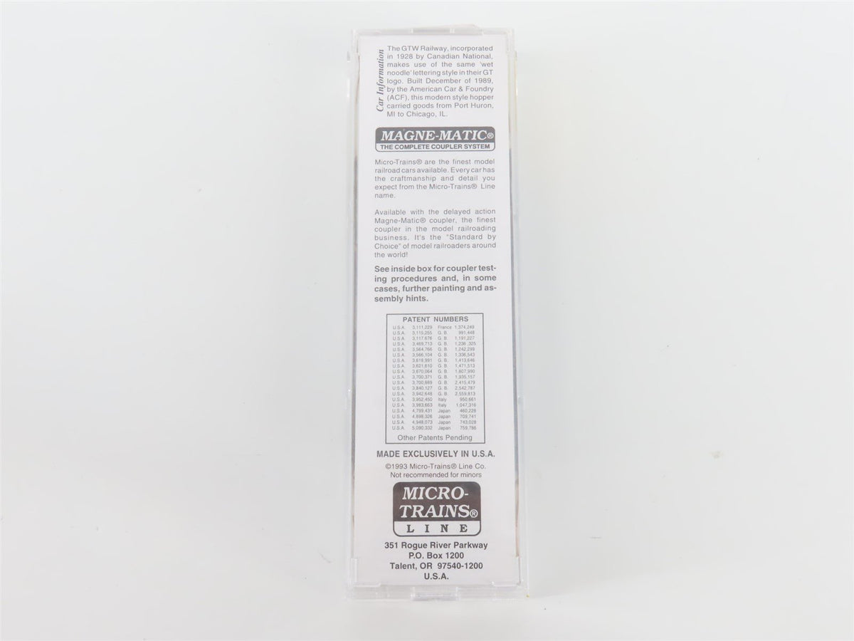 N Micro-Trains MTL 92010 GTW Grand Trunk Western 2 Bay Centerflow Hopper #315060