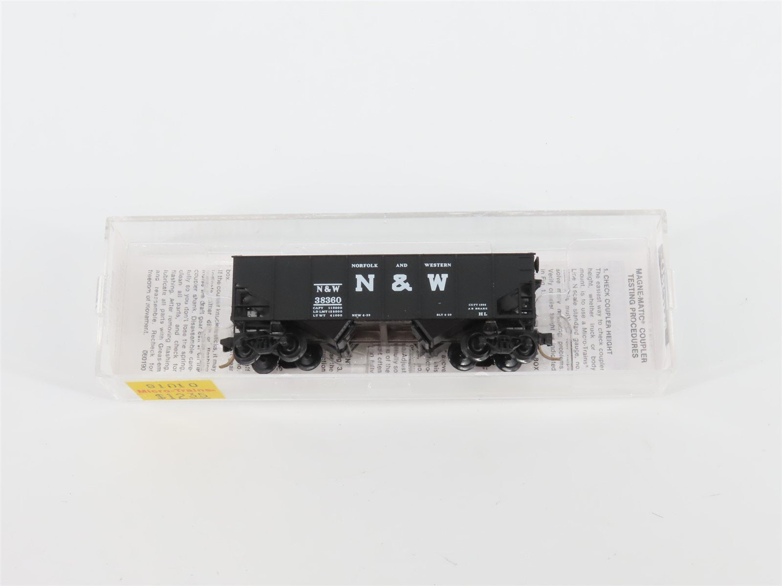 N Scale Micro-Trains MTL 91010 N&W Norfolk & Western 33' 2-Bay Hopper #38360
