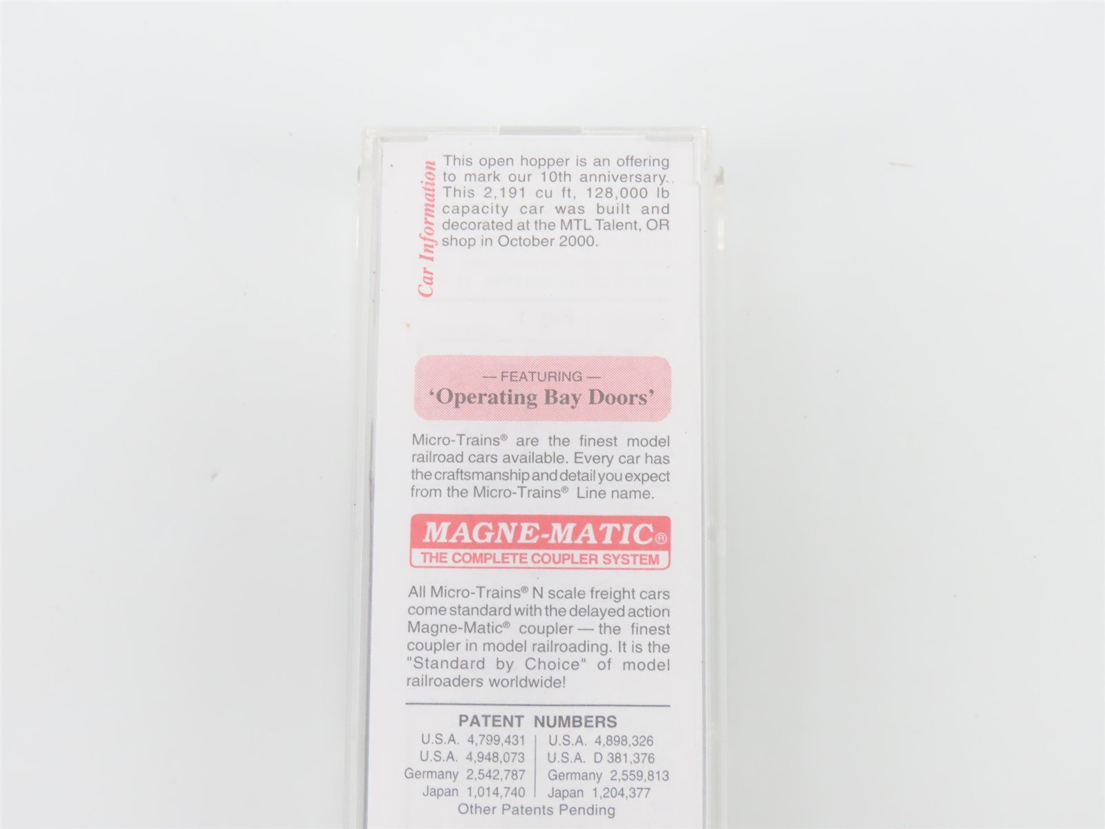 N Micro-Trains MTL 90020 Micro-Trains Line 10th Anniversary 2 Bay Hopper #1090