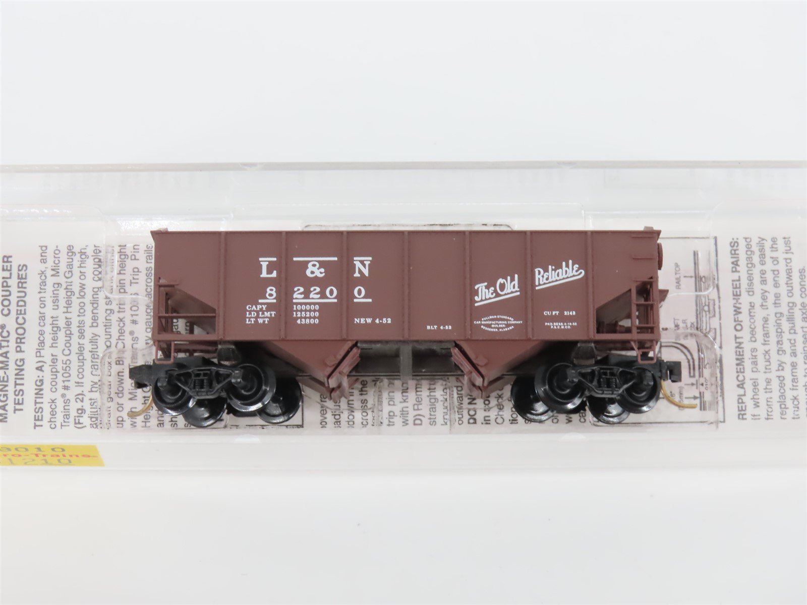 N Scale Micro-Trains MTL 89010 L&N "The Old Reliable" 33' 2-Bay Hopper #82200