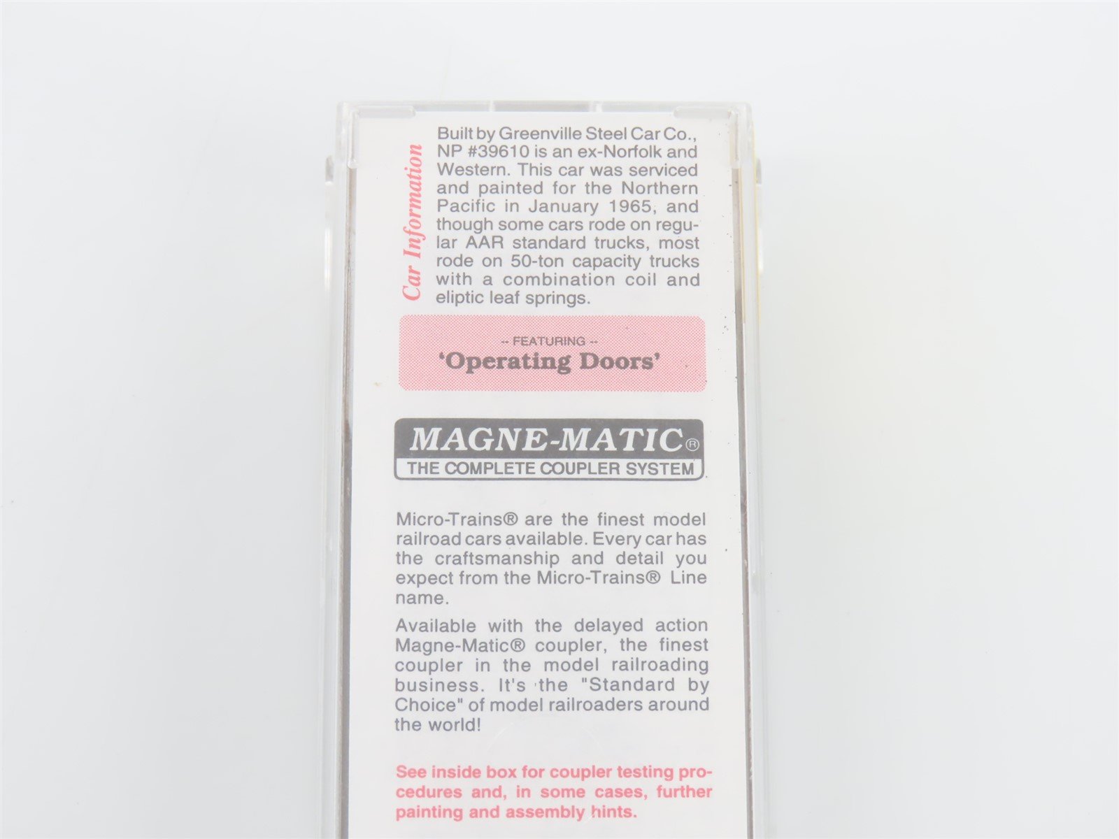 N Micro-Trains MTL 79020 NP Northern Pacific 50' Double Door Box Car #39610