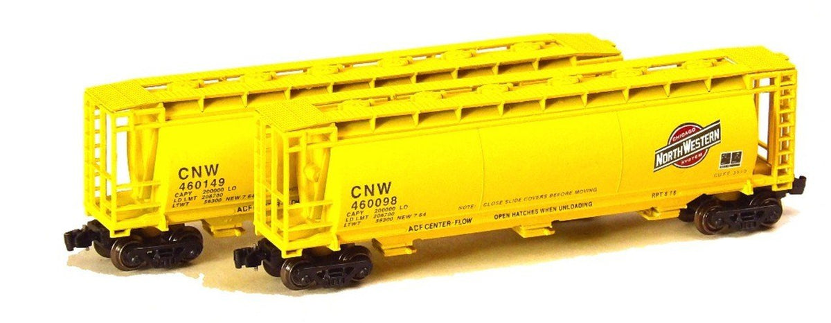 Z Scale FULL THROTTLE FT1071 CNW ACF 51&#39; 3-Bay Cylindrical Hoppers Set #1