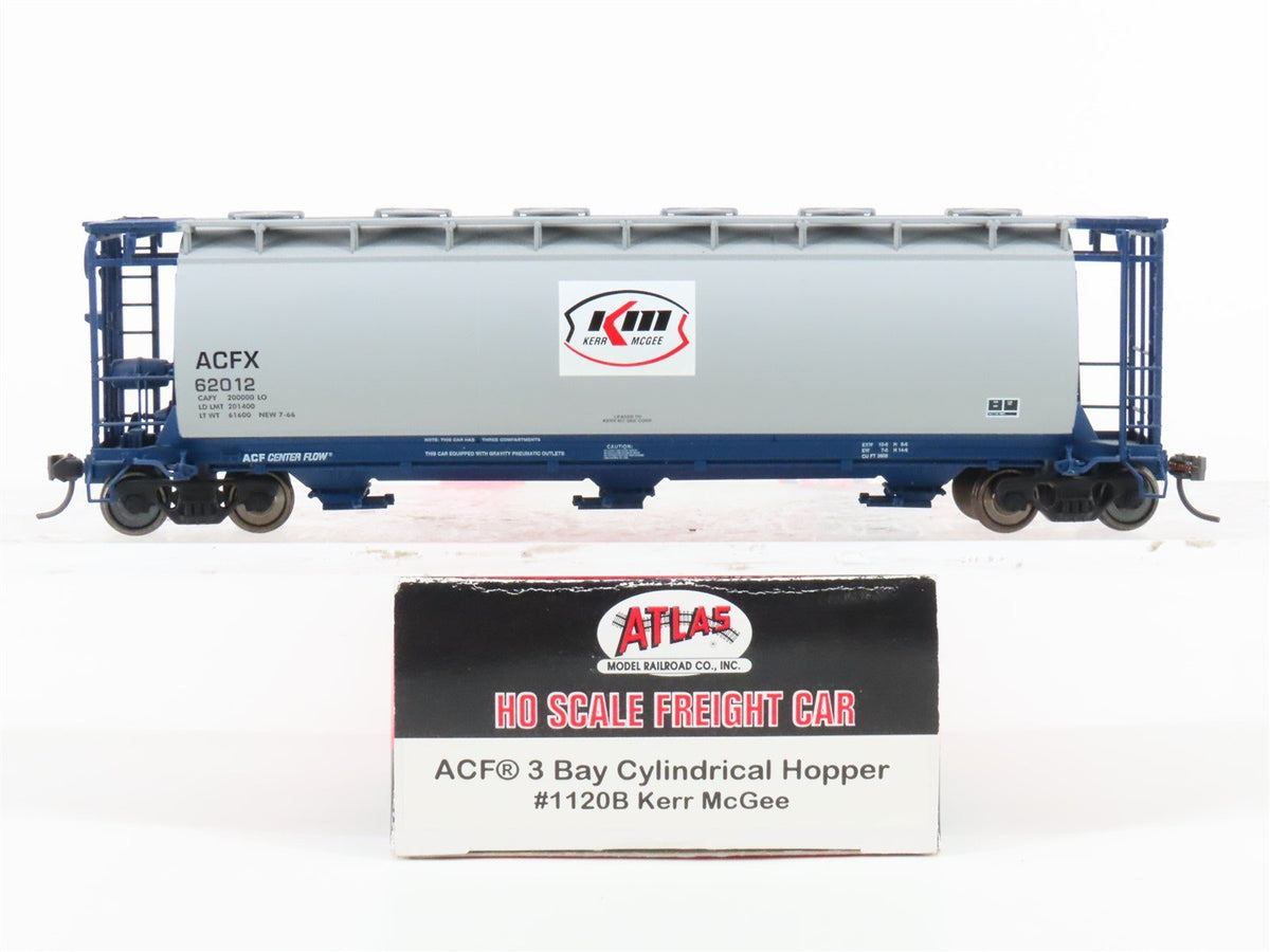 HO Scale Atlas 1120B ACFX Kerr McGee 3-Bay Cylindrical Hopper #62012