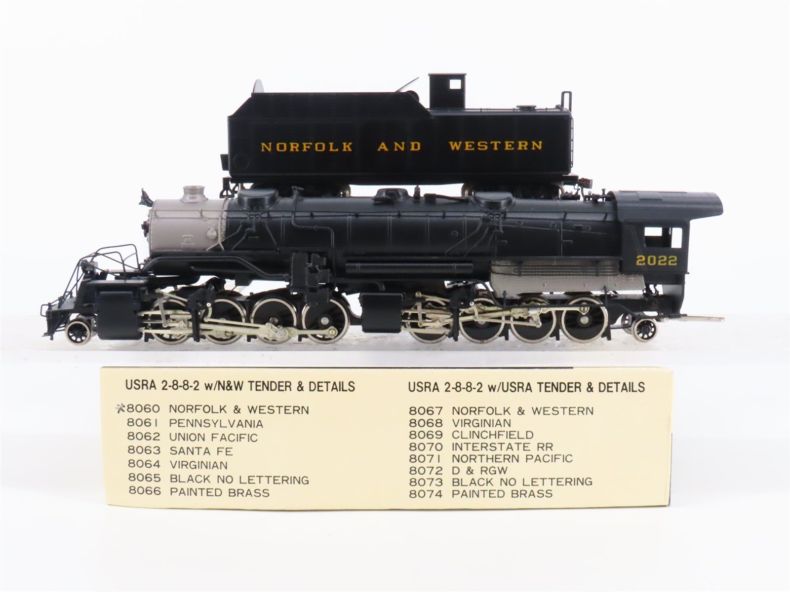 HO Oriental LTD Powerhouse BRASS 8060 N&W Norfolk & Western 2-8-8-2 Steam #2022