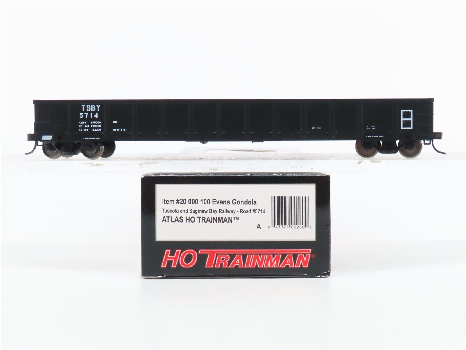 HO Scale Atlas Trainman 20000100 TSBY Tuscola & Saginaw Bay Gondola #5714