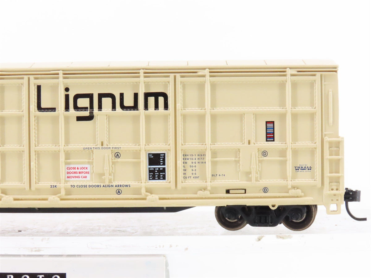 HO Scale PROTO 1000 101211 LUNX Lignum 60&#39; Thrall Door Box Car #80016