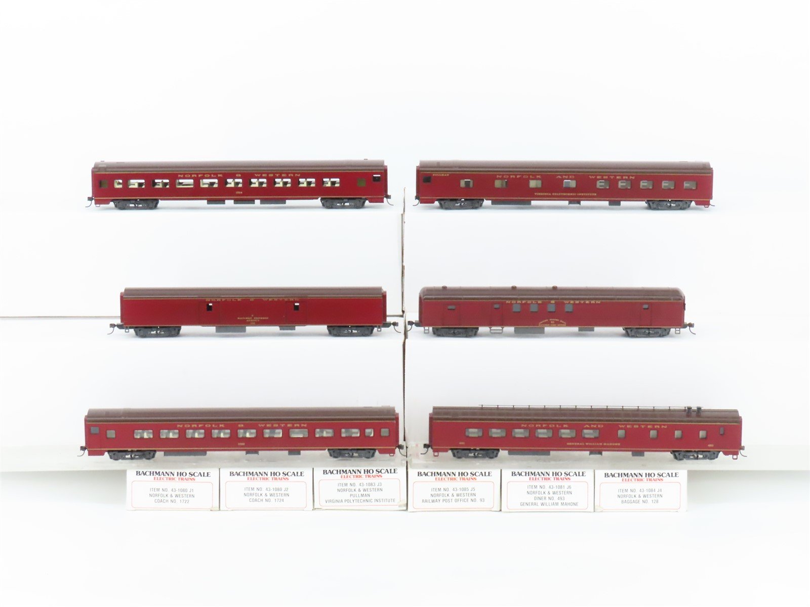 HO Scale Bachmann 43-1291 N&W Norfolk & Western Railroad Passenger 6-Car Set
