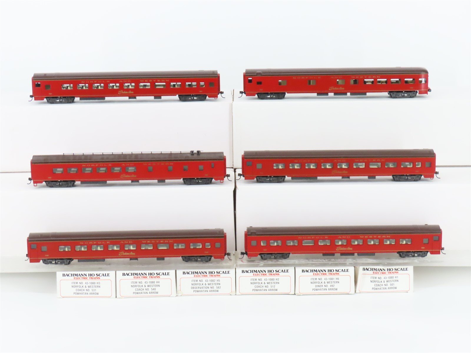 HO Scale Bachmann 43-1290 N&W The Powhatan Arrow Passenger 6-Car Set