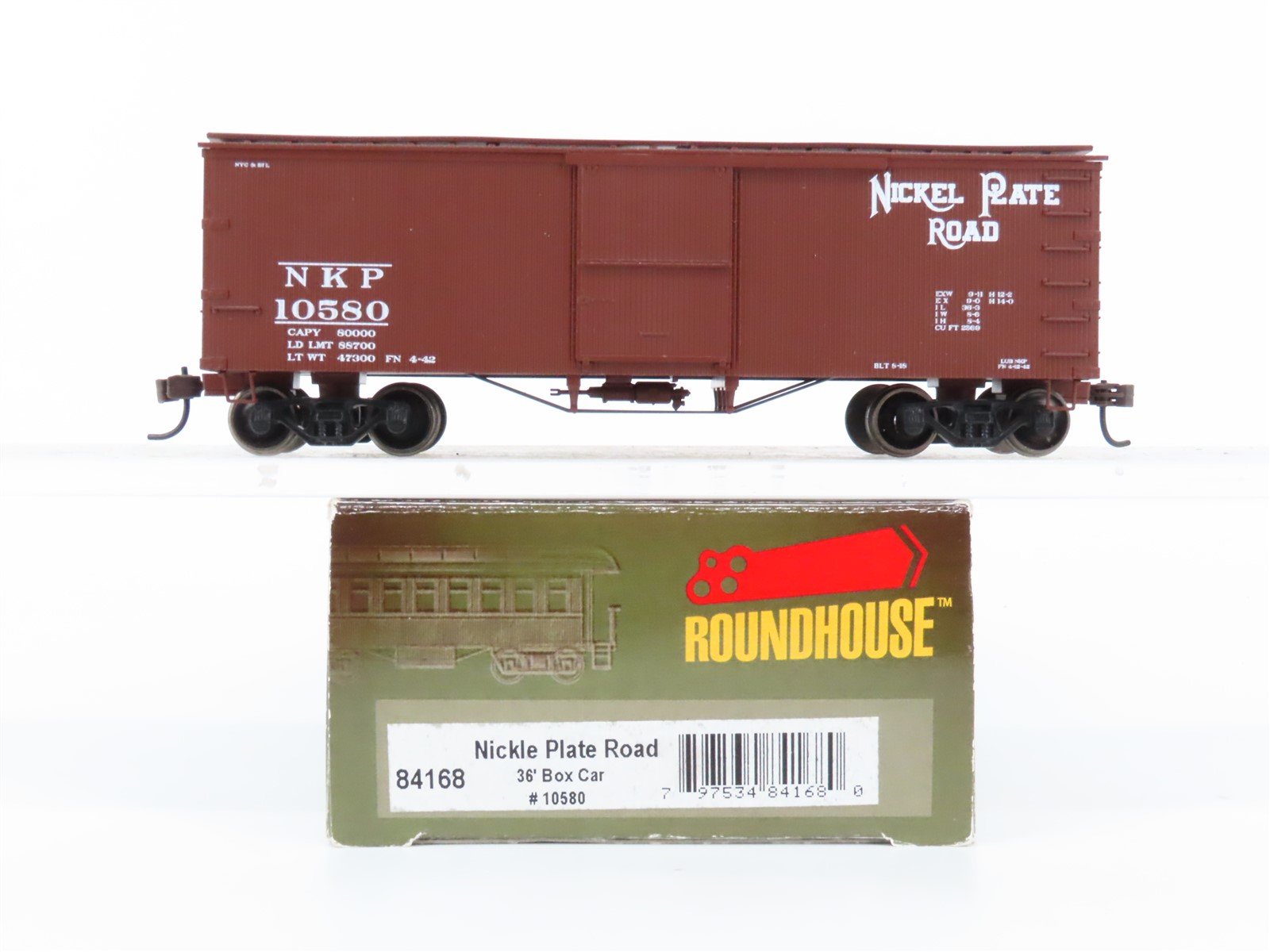 HO Scale Roundhouse 84168 NKP Nickel Plate Road 36' Single Door Box Car #10580