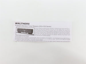 HO Scale Walthers Gold Line 932-4151 Pullman Troop Sleeper Passenger #9153