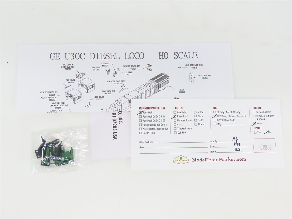 HO Scale Atlas Silver 7304 BN Burlington Northern U30C Diesel Locomotive #5313