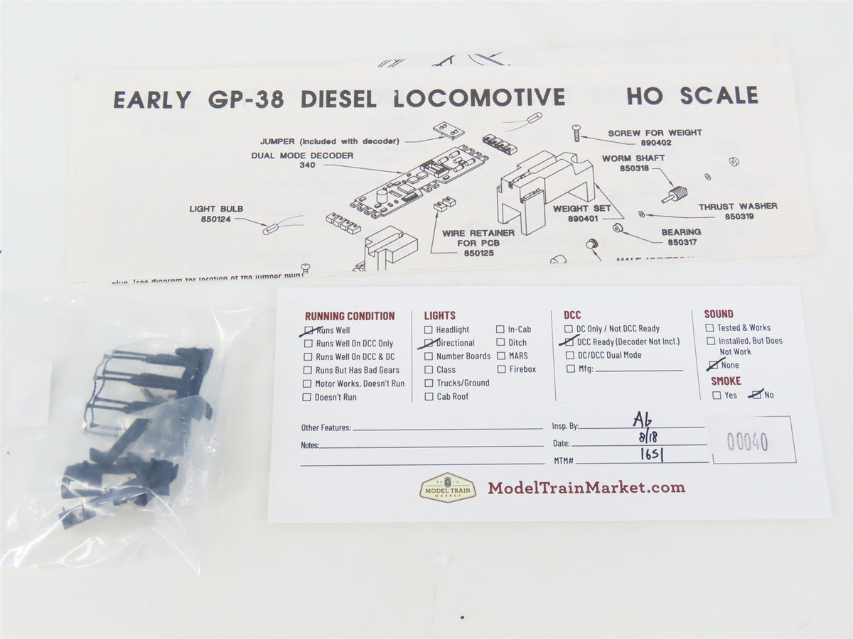 HO Scale Atlas Master 9110 MP Missouri Pacific GP38 Diesel Locomotive #854 wDCC