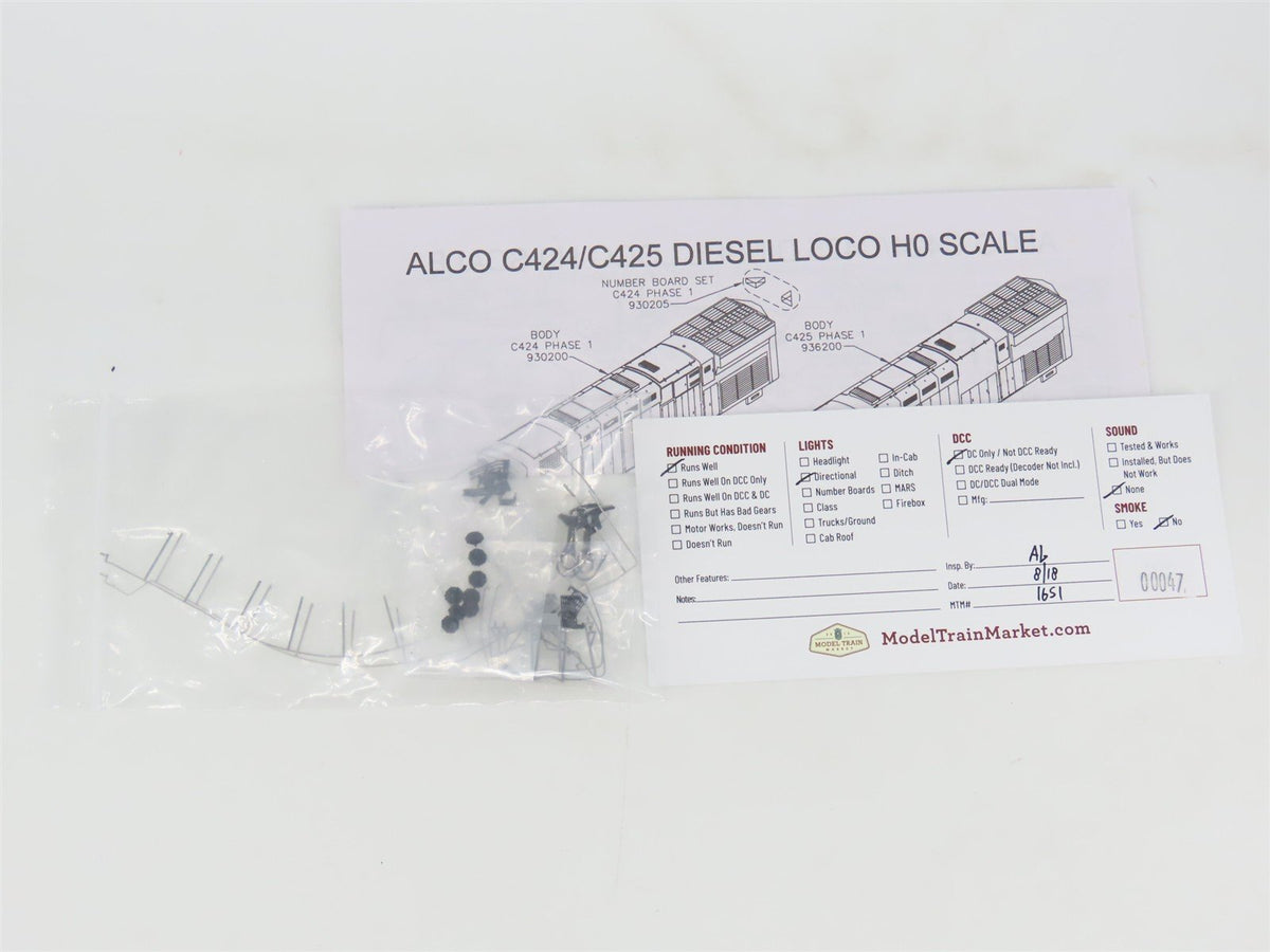 HO Scale Atlas Classic 10000213 Undecorated C424 Phase 3 Diesel Locomotive