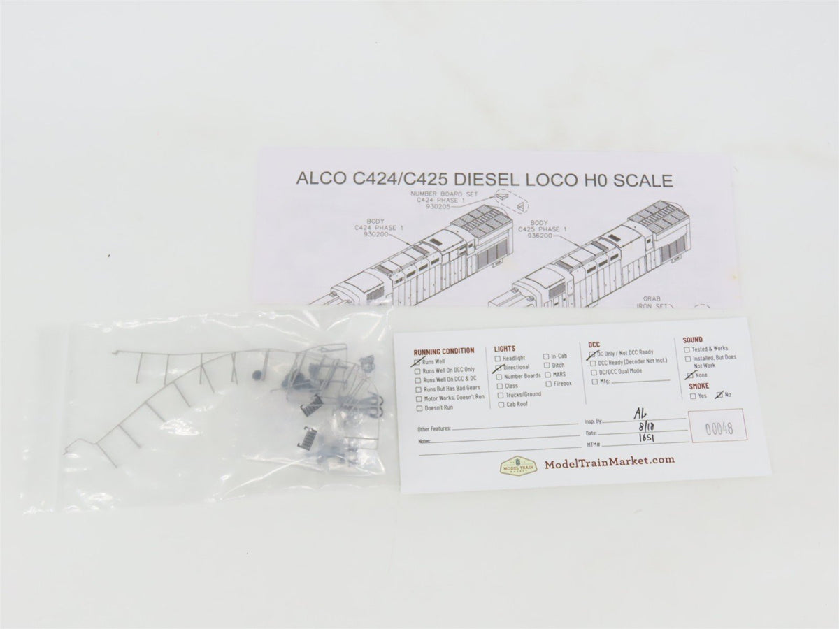 HO Scale Atlas Classic 10000213 Undecorated C424 Phase 3 Diesel Locomotive