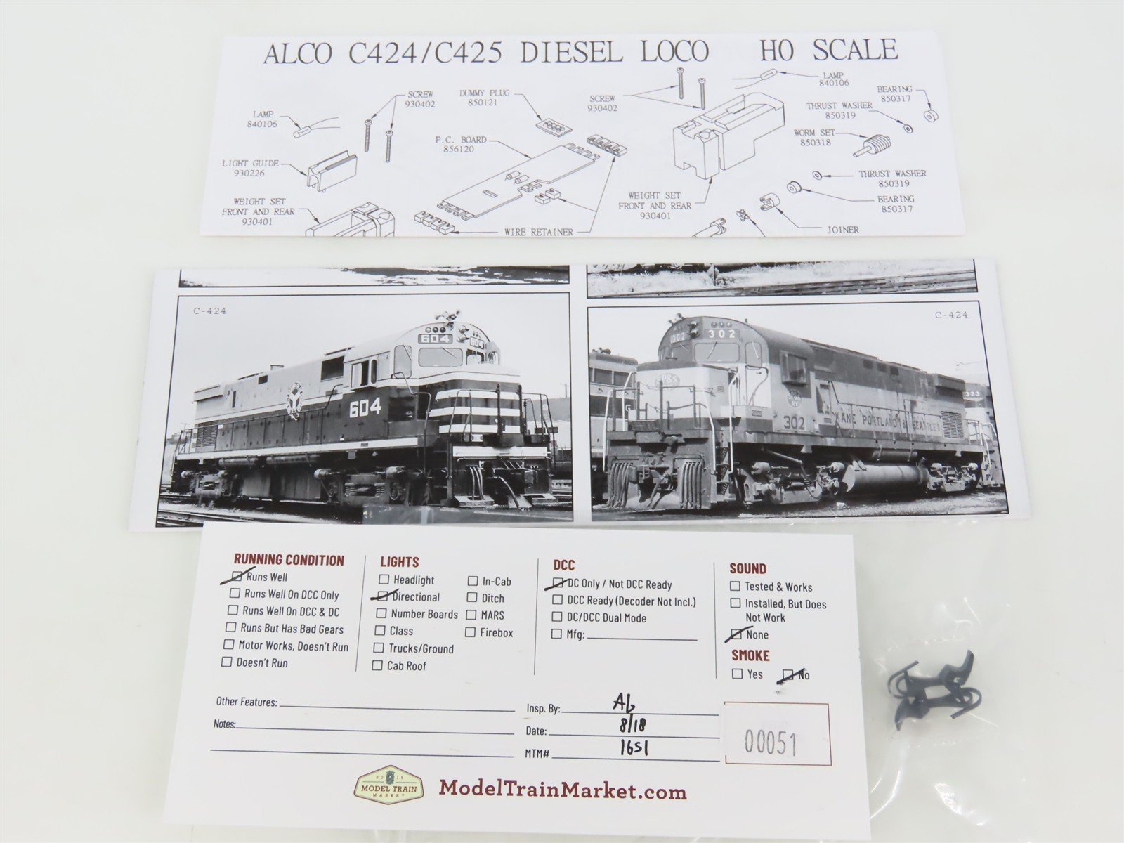 HO Scale Atlas Classic 9332 BN Burlington Northern C425 Diesel Locomotive #4246