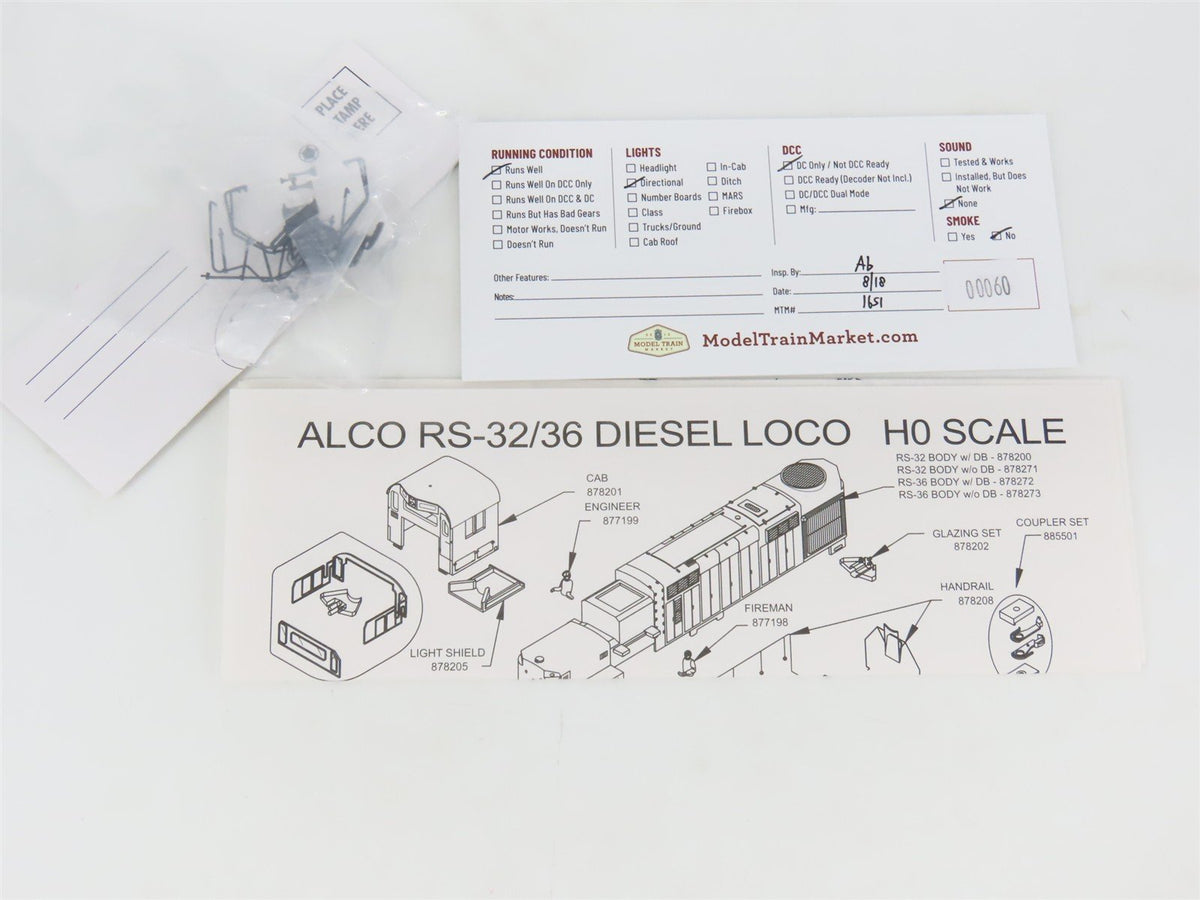 HO Scale Atlas Trainmaster 8380 Undecorated RS-32 w/o DB Diesel Locomotive