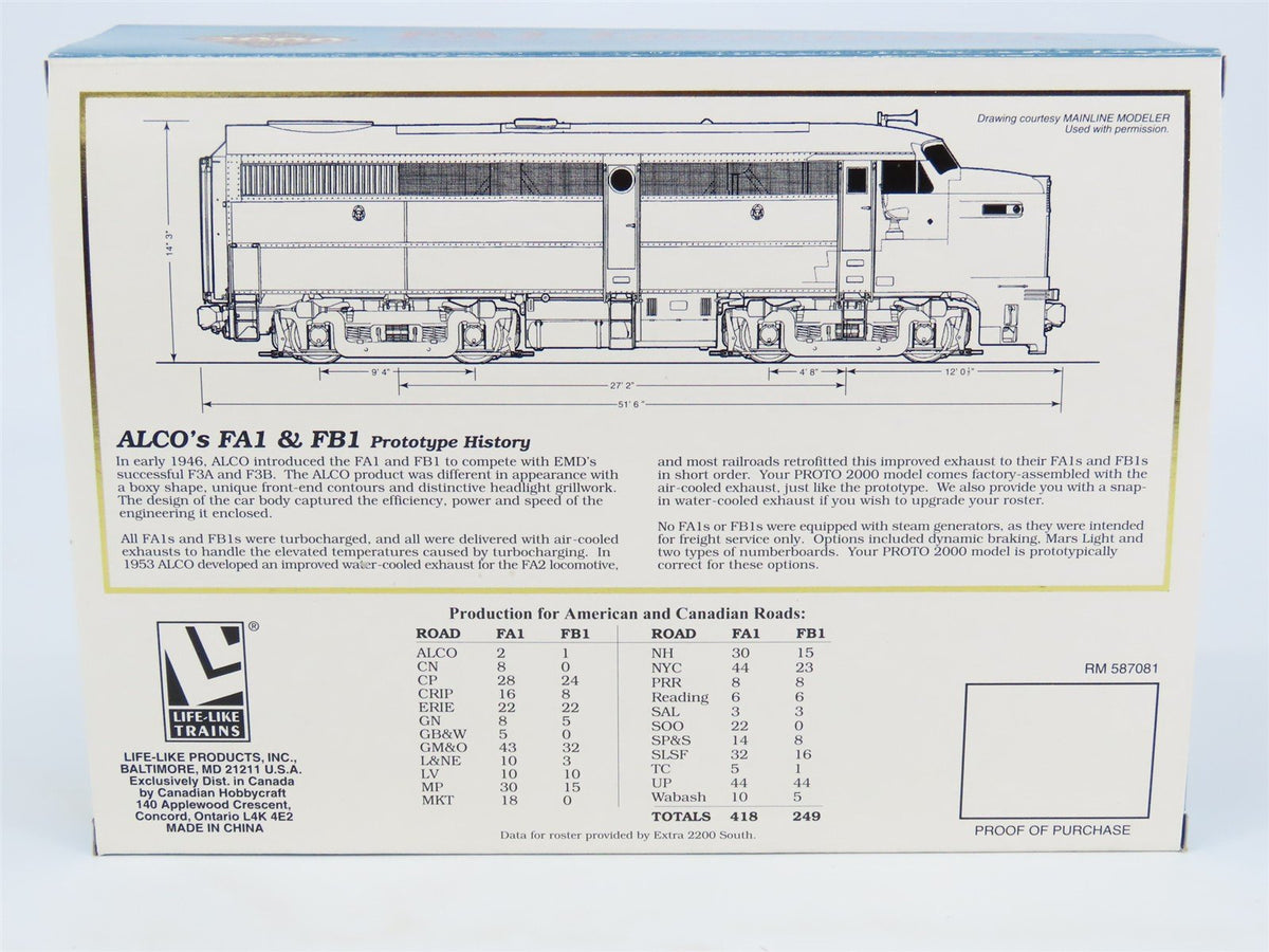 HO Scale Proto 2000 Undecorated FA1 Diesel Locomotive BAD GEARS