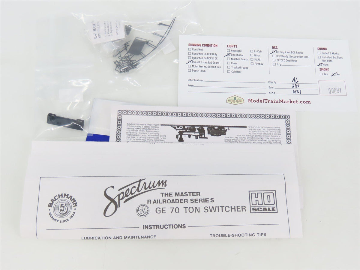 HO Scale Bachmann Spectrum 81101 Undecorated GE 70-Ton Diesel Loco BAD GEARS