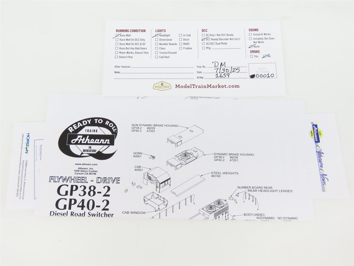 HO Scale Athearn 78916 INRD Indiana Railroad GP38-2 Diesel #3804 - DCC Ready