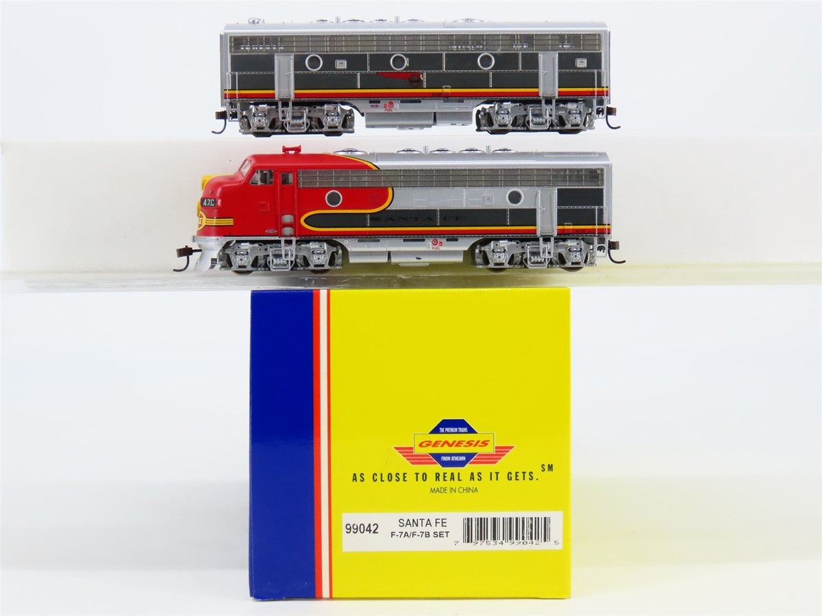 HO Athearn Genesis 99042 ATSF &quot;Warbonnet&quot; F7A/B Ph 2 Diesel Set - Unpowered