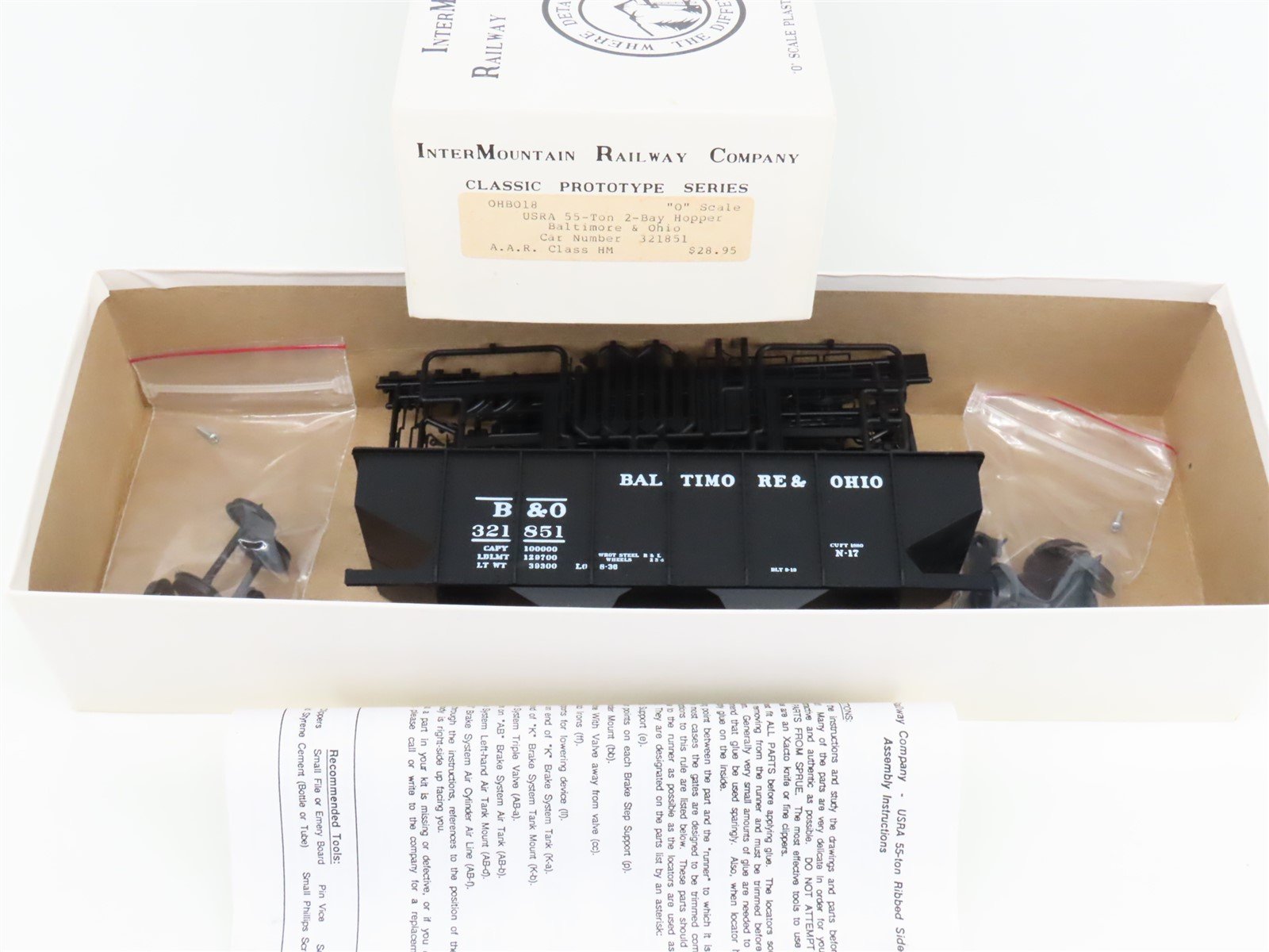 O Gauge 3-Rail InterMountain Kit OHBO18 B&O Baltimore & Ohio 2-Bay Hopper 321851