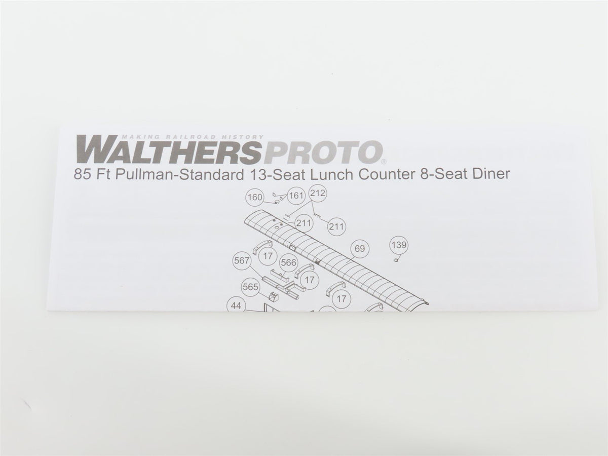 HO Walthers Proto 920-9329 ATSF Santa Fe 85&#39; Lunch Counter Diner Passenger #1557