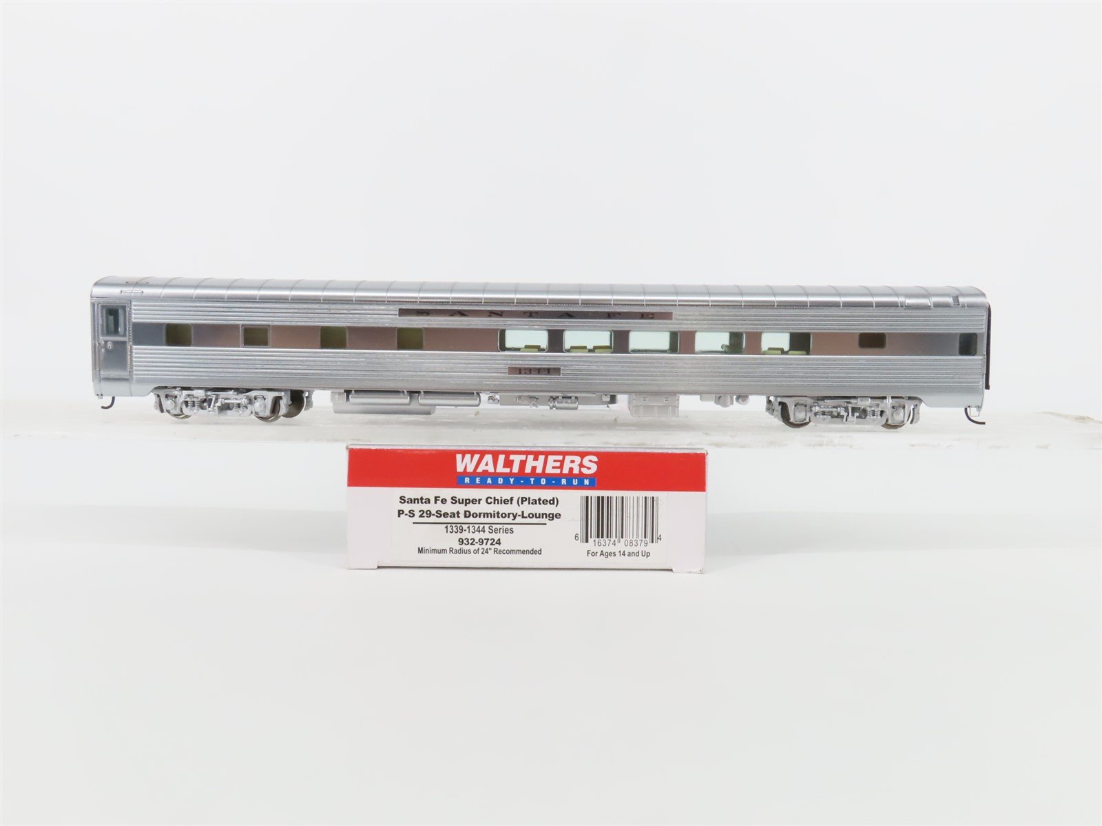 HO Scale Walthers 932-9724 ATSF Santa Fe Plated Dormitory Lounge Passenger #1344